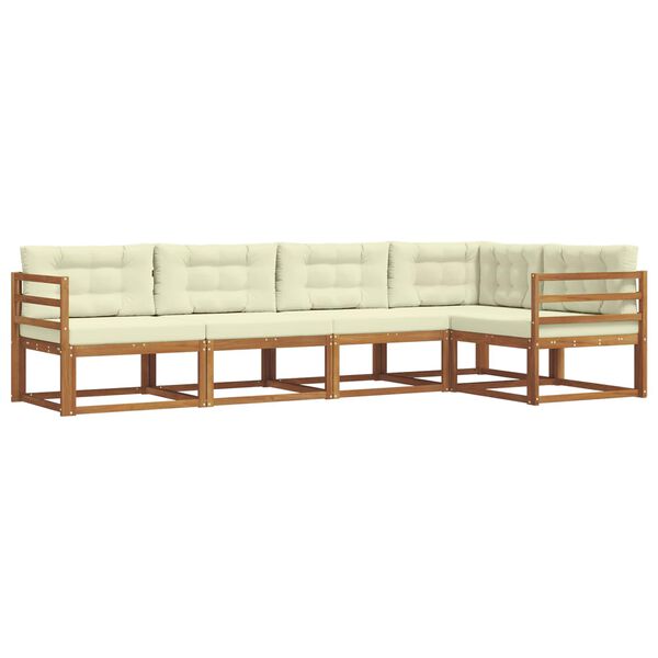 vidaXL Set vanjskih sofa s jastukom 5 pcs Prirodna i krem