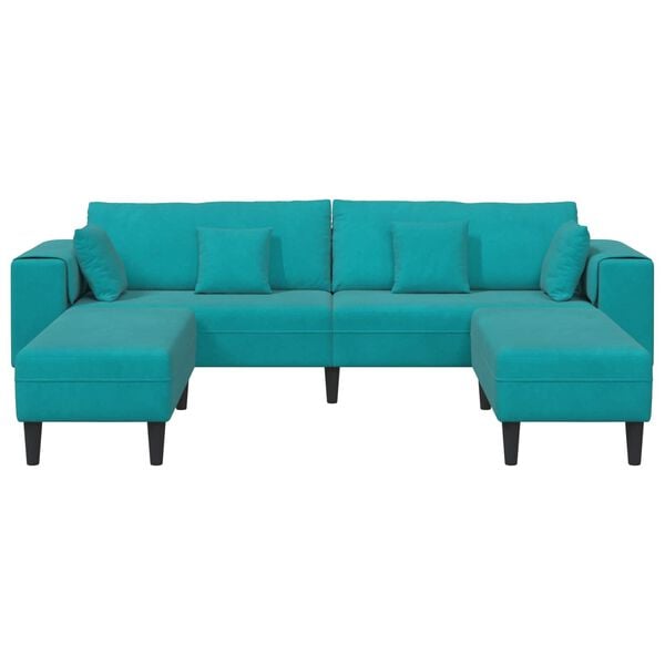 vidaXL Sofa s jastukom 3 pcs Tirkizna Baršun