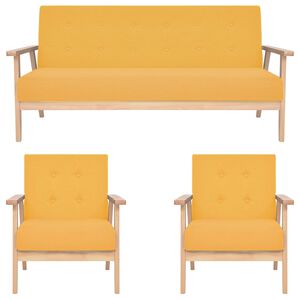 vidaXL 3-dijelni set sofa od tkanine žuti