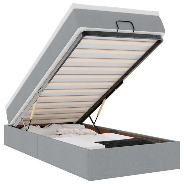 vidaXL Otomanski okvir kreveta s madraca svijetlosivi 80x200cm tkanine