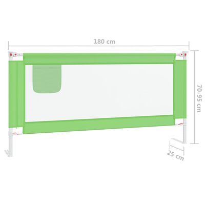 vidaXL Sigurnosna ograda za dječji krevet zelena 180 x 25 cm tkanina