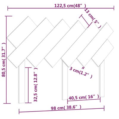 vidaXL Uzglavlje za krevet Bijela 122,5x3x80,5 cm od masivne borovine
