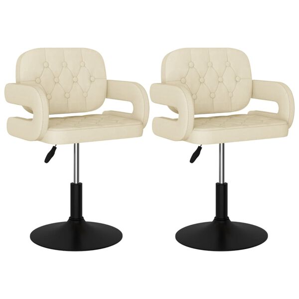 vidaXL Okretne blagovaonske stolice od tkanine 2 kom krem