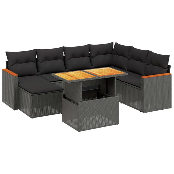 vidaXL 8-dijelni set vrtnih sofa od poliratana s jastucima crni