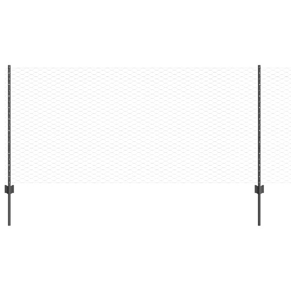 vidaXL Ograda s postovima Siva 1 x 50 m Čelik i PVC