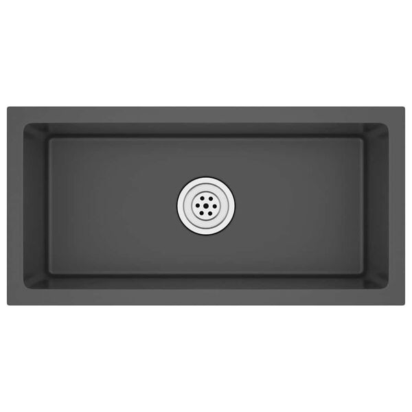 vidaXL Ručno rađeni kuhinjski sudoper crni od nehrđajućeg čelika