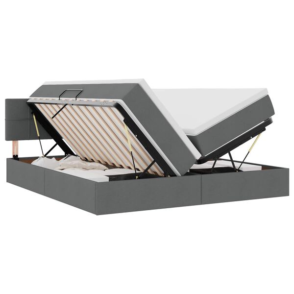 vidaXL Krevet s od storage Tamno siva 200 x 200 cm Lažna koža