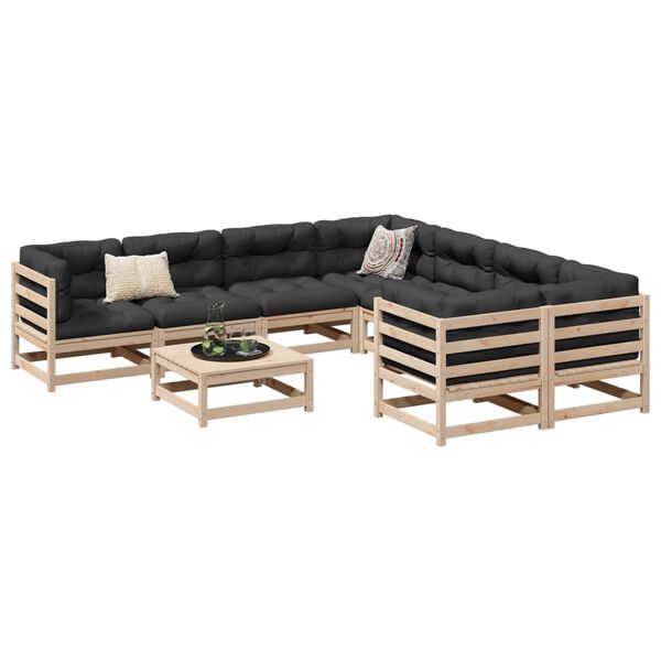 vidaXL 9-dijelni set vrtnih sofa od masivne borovine