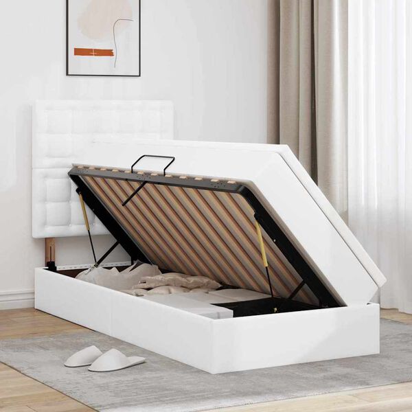 vidaXL Krevet s od storage Čista bijela 90 x 200 cm Lažna koža