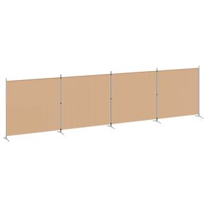 vidaXL 4-panelni pregradni zid Bež 698 x 180 cm Tkanina