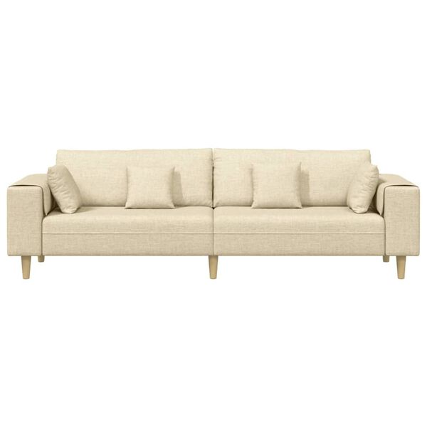 vidaXL Sofa s jastukom Krema 250 x 77 x 76 cm tkanina
