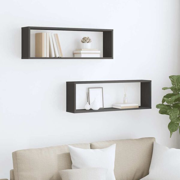 vidaXL Kockaste zidne police 2 kom sive 80x15x26,5cm konstruirano drvo