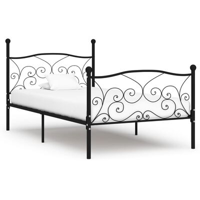 vidaXL Okvir za krevet s podnicama crni metalni 90 x 200 cm