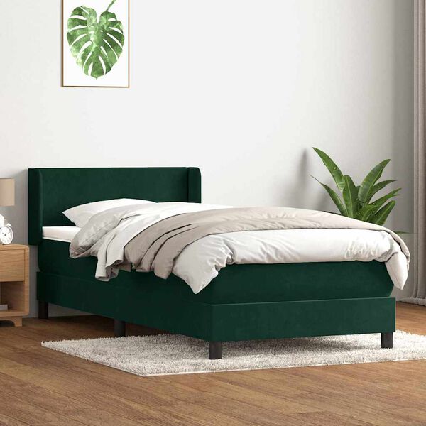 vidaXL Box Spring krevet s madracem tamnozeleni 80x220 cm bar&scaron;un