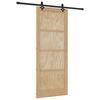 vidaXL Klizna vrata Prirodna i crna 86 x 211 cm Masivna borovina