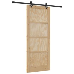 vidaXL Klizna vrata Prirodna i crna 86 x 211 cm Masivna borovina