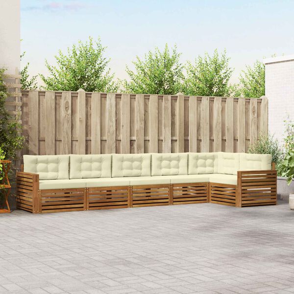 vidaXL Set vanjskih sofa s jastukom 6 pcs Prirodna i krem