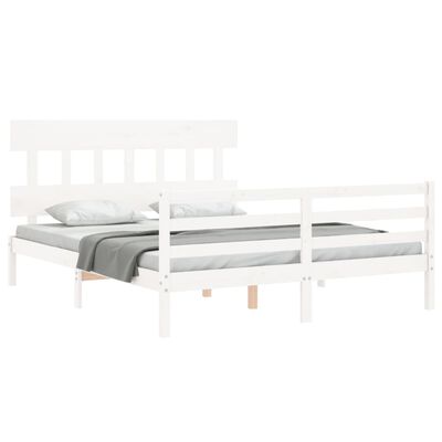 vidaXL Okvir za krevet s uzglavljem sivi 160 x 200 cm od masivnog drva