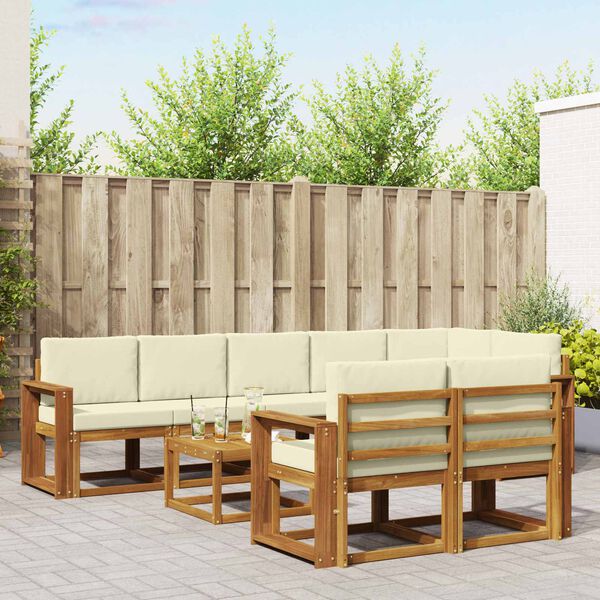 vidaXL Set vanjskih sofa s jastukom 9 pcs Prirodna i krem