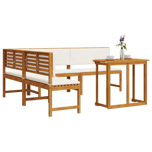 vidaXL Set vrtne klupe 4 pcs Smeđa Masivno bagremovo drvo