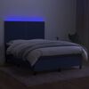 vidaXL Krevet box spring s madracem LED plavi 140x200 cm od tkanine