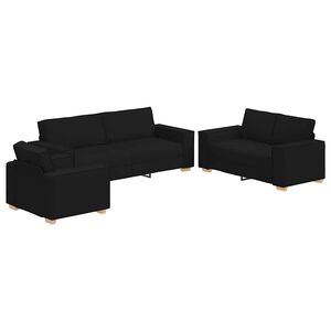 vidaXL Sofa 3 pcs Crna 220 x 80 x 84 cm Platnasta tkanina
