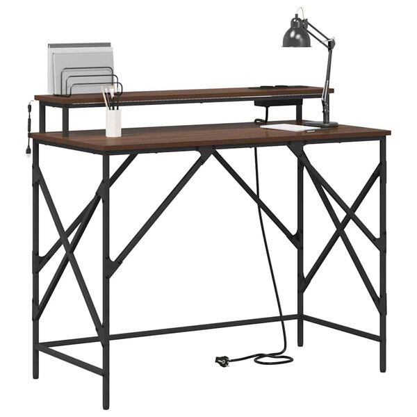 vidaXL Stol s policom Smeđi hrast 100 x 50 x 86,5 cm Konstruirano drvo