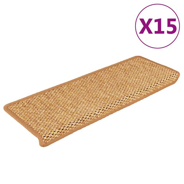 vidaXL Samoljepljivi otirači za stepenice 15 kom 65x21x4 cm sisal