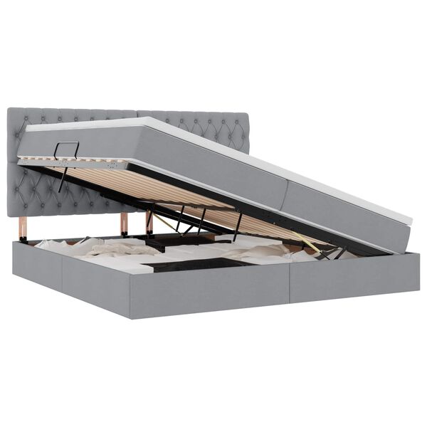 vidaXL Krevet s prostorom za pohranu s LED-om Svijetlo siva Poliester
