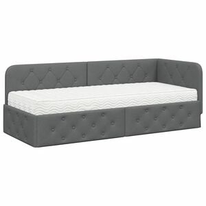 vidaXL Kutni okvir kreveta Tamno siva 80 x 200 cm tkanina