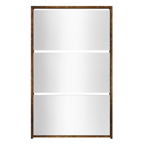 vidaXL Ormarić za cipele sa zrcalom 3 razine boja hrasta 63x17x102,5cm