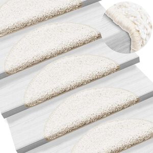 vidaXL Prostirke za stepenice 15 kom 56x17x3 cm bijele poluokrugle