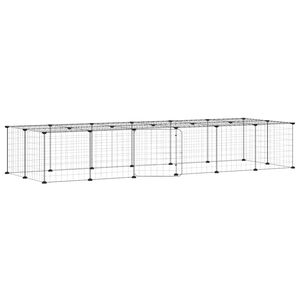 vidaXL Kavez za ljubimce s 28 panela i vratima crni 210 x 70 x 35 cm čelični