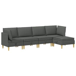 vidaXL Modularni set sofe sa skladi&scaron;tem 5 pcs Tamnosiva Tkanina