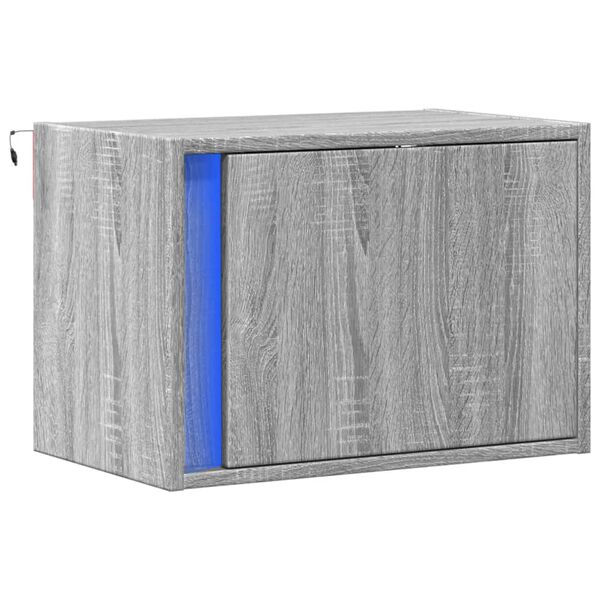 vidaXL Zidni noćni ormarić s LED svjetlima boja sivog hrasta sonome