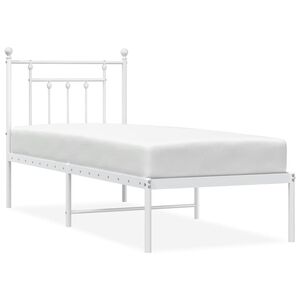 vidaXL Metalni okvir krevet bez madraca s uzglavljem bijeli 75x190 cm