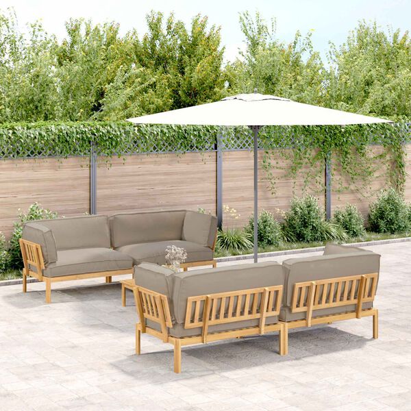 vidaXL Set sofe s jastukom 5 pcs Sivo-smeđa Čvrsto drvo akacije