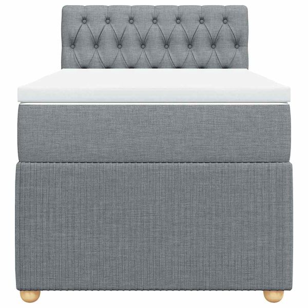 vidaXL Okvir kreveta s oprugama i madrac svjetlosivi 90x200cm tkanina