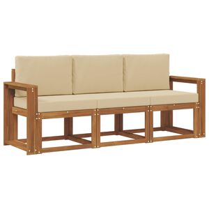 vidaXL Set vanjskih sofa s jastukom 3 pcs Prirodna i bež