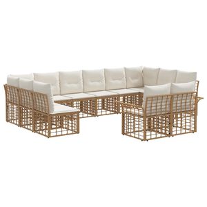 vidaXL Set vanjskih sofa 12 pcs Prirodna i krema bijela Poliester