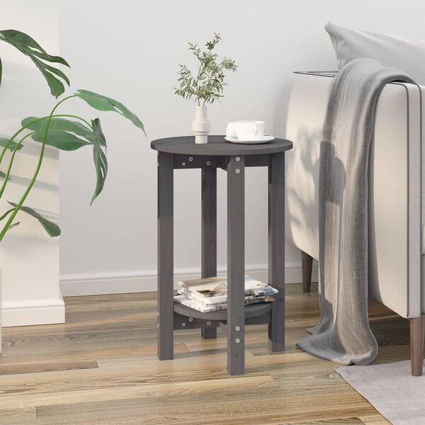 vidaXL Stolić za kavu sivi Ø 40x60 cm od masivne borovine