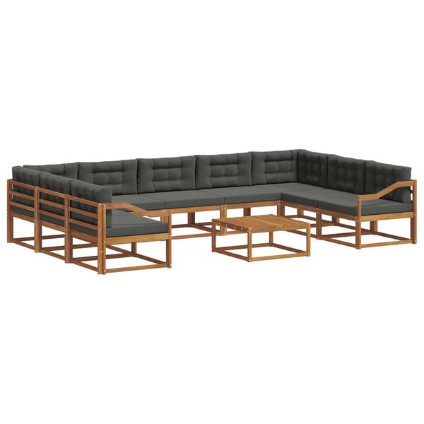 vidaXL Set vanjskih sofa s jastukom 10 pcs Prirodna i antracit