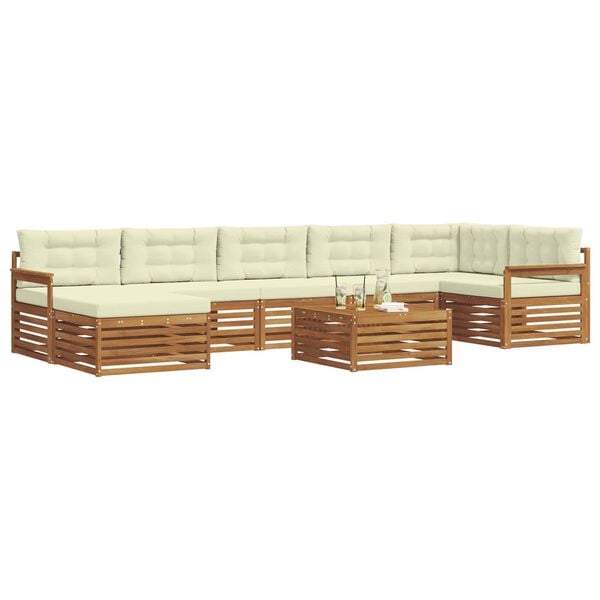 vidaXL Setovi sofa 8 pcs Prirodna i krem Čvrsto drvo akacije