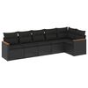 vidaXL 6-dijelni set vrtnih sofa s jastucima crni od poliratana