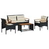 vidaXL 4-dijelni set vrtnih sofa od poliratana s jastucima crni