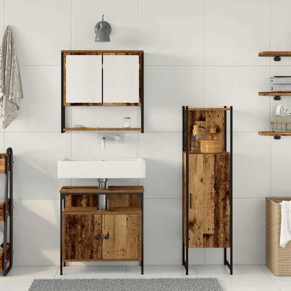 vidaXL Set namje&scaron;taja za kupaonicu Zidne 3 pcs Smeđa Konstruirano drvo