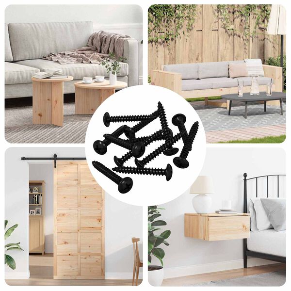 vidaXL Čavao s Navojem 12 pcs Crna M4 x 28 mm Čelik