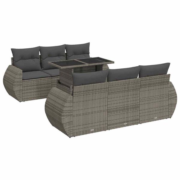 vidaXL 7-dijelni set vrtnih sofa sivi od poliratana