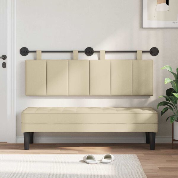vidaXL Držeće uzglavlje Zidne Prugasti Krema 150 x 55 x 5 cm tkanina