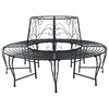 vidaXL Klupa pod drvetom 8-Broj sjedala &Oslash; 160 x 89 cm Čelik Crna